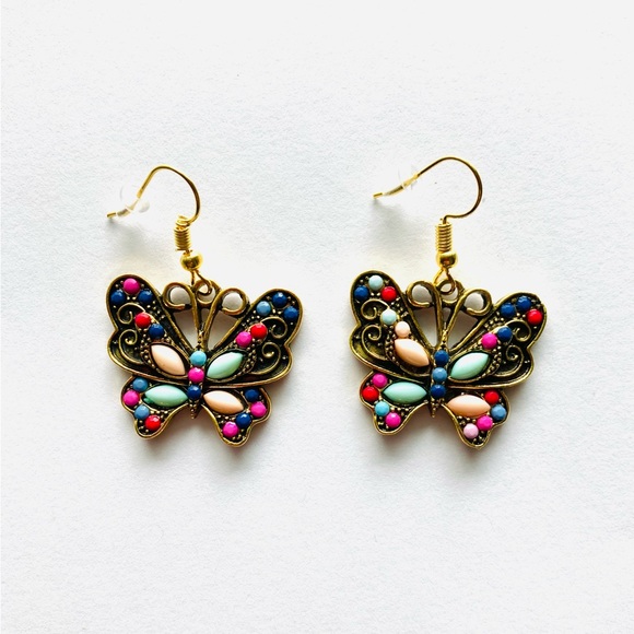 New Colorful Butterfly Drop Earrings - Picture 6 of 6